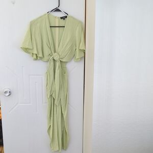 Lulu's Light Green Tie-Front Maxi Dress - Never Worn